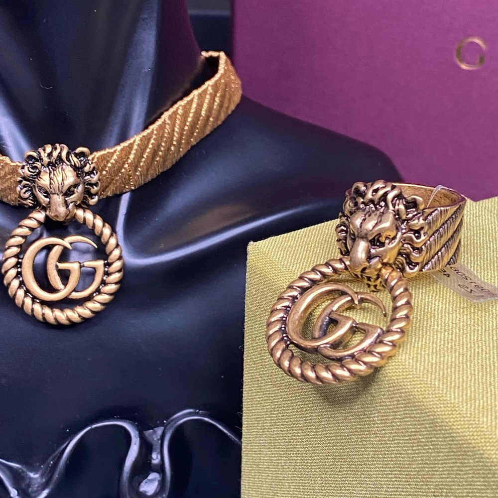 Gucci lion head GG Metalic  NWT Ring